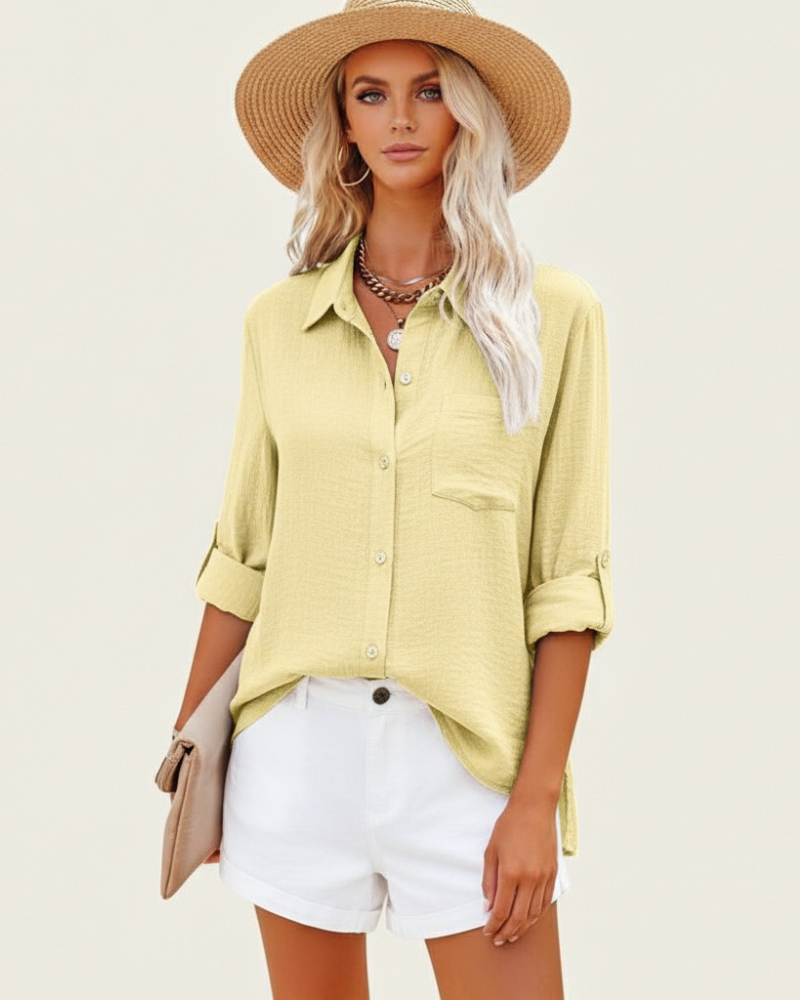 Camisa de Lino Amarilla – Frescura Sofisticada para Tu Día a Día